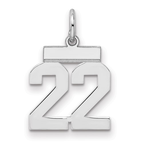 Sterling Silver Rhodium-plated Polished Number 22 Charm