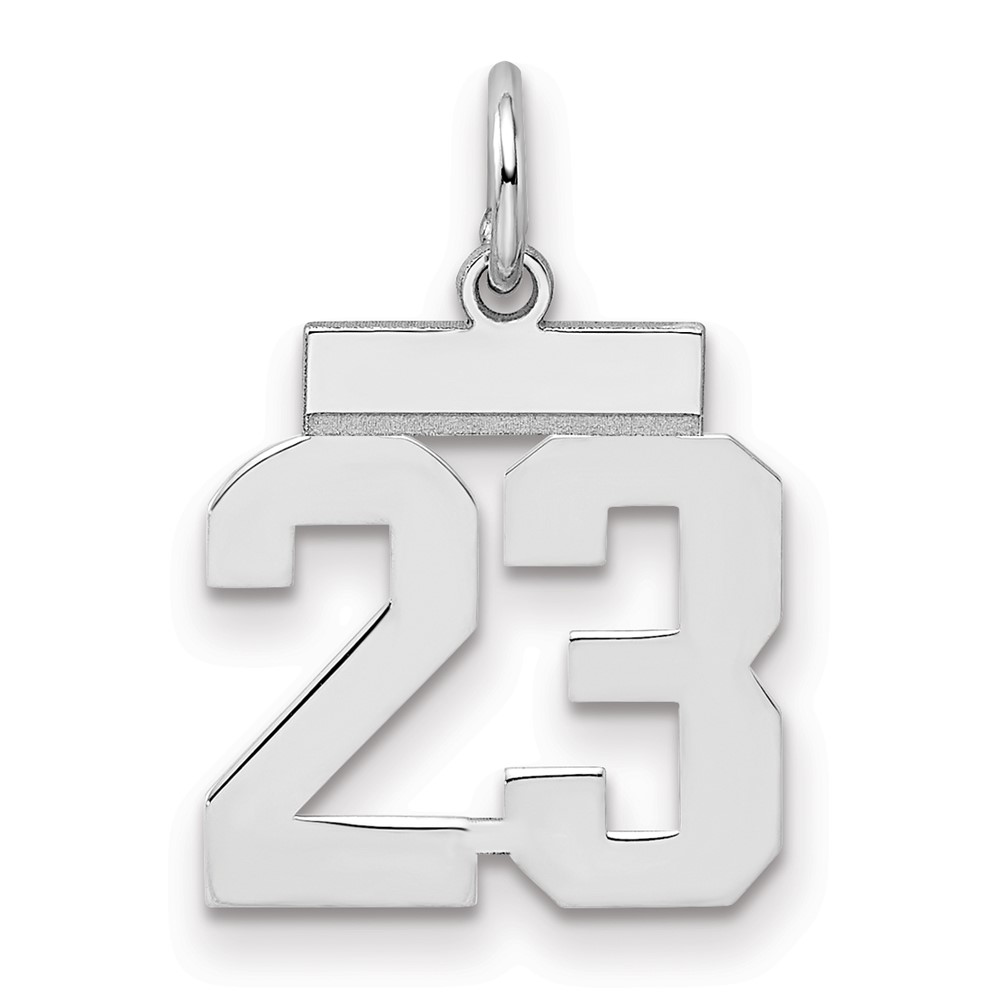 Sterling Silver Rhodium-plated Polished Number 23 Charm