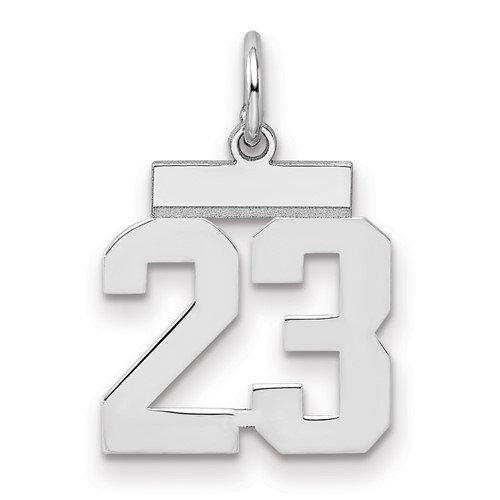 Sterling Silver Rhodium-plated Polished Number 23 Charm