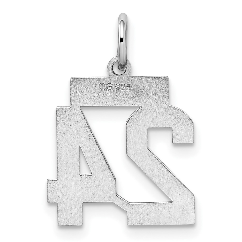 Sterling Silver/Rhodium-plated Polished Number 24 Charm (QSS24)