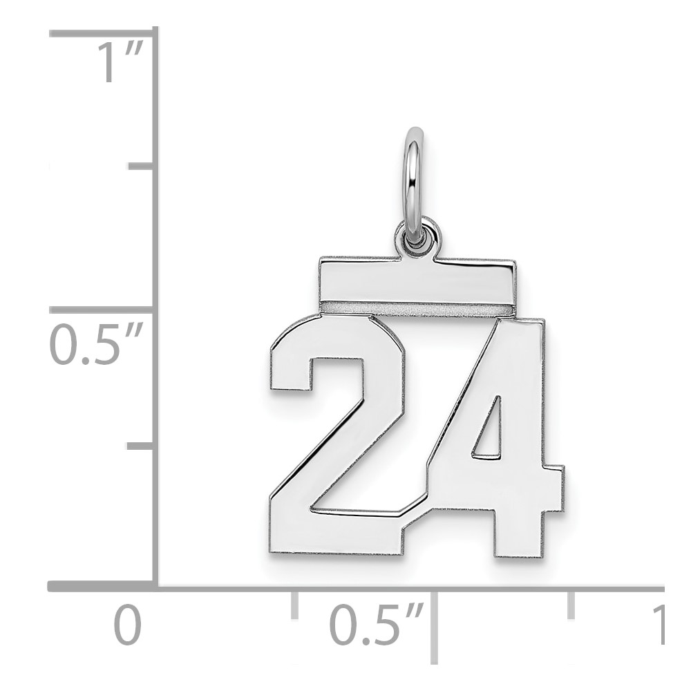 Sterling Silver/Rhodium-plated Polished Number 24 Charm (QSS24)