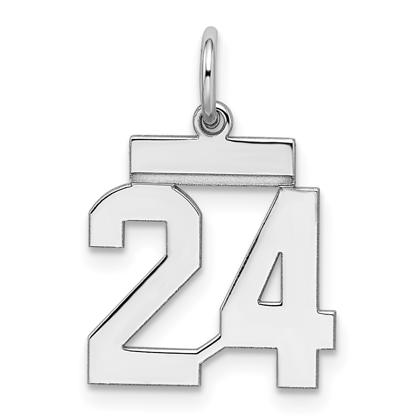 Sterling Silver/Rhodium-plated Polished Number 24 Charm (QSS24)