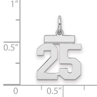 Sterling Silver Rhodium-plated Polished Number 25 Charm view 2