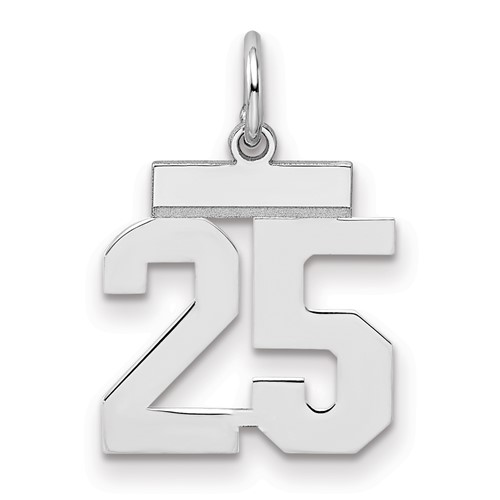 Sterling Silver Rhodium-plated Polished Number 25 Charm