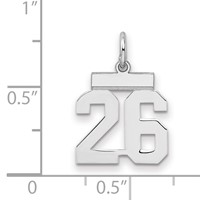 Sterling Silver Rhodium-plated Polished Number 26 Charm view 2