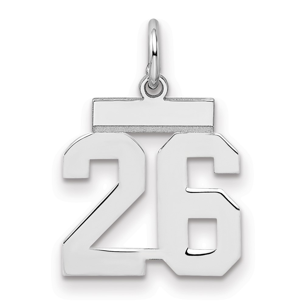 Sterling Silver Rhodium-plated Polished Number 26 Charm