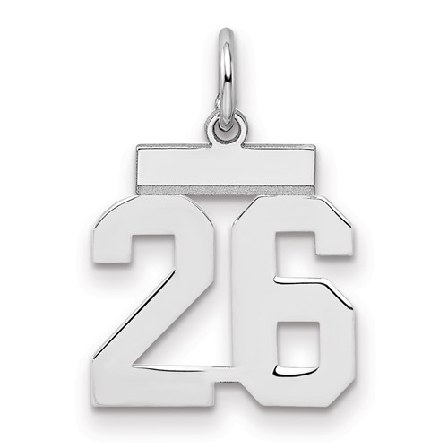 Sterling Silver Rhodium-plated Polished Number 26 Charm