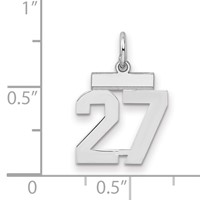 Sterling Silver Rhodium-plated Polished Number 27 Charm view 2
