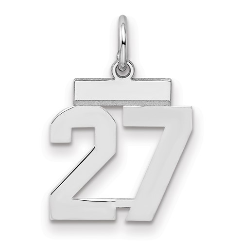 Sterling Silver/Rhodium-plated Polished Number 27 Charm