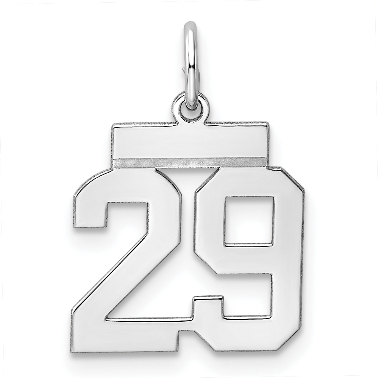 Sterling Silver/Rhodium-plated Polished Number 29 Charm (QSS29)