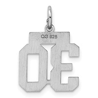 Sterling Silver Rhodium-plated Polished Number 30 Charm view 4