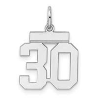 Sterling Silver Rhodium-plated Polished Number 30 Charm view 1