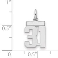 Sterling Silver Rhodium-plated Polished Number 31 Charm view 2