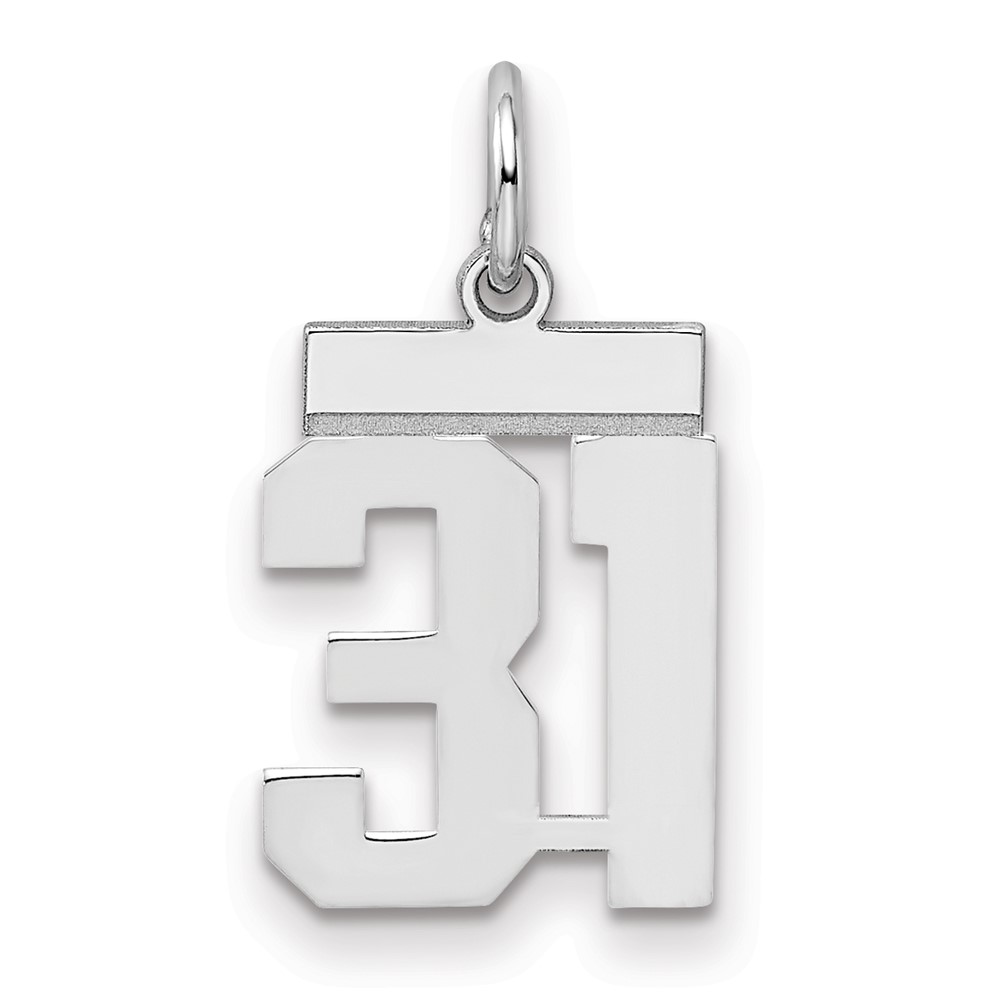 Sterling Silver Rhodium-plated Polished Number 31 Charm
