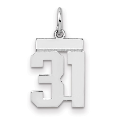 Sterling Silver Rhodium-plated Polished Number 31 Charm