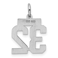 Sterling Silver Rhodium-plated Polished Number 32 Charm view 4
