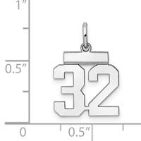 Sterling Silver Rhodium-plated Polished Number 32 Charm view 3