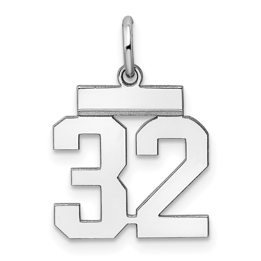 Sterling Silver Rhodium-plated Polished Number 32 Charm