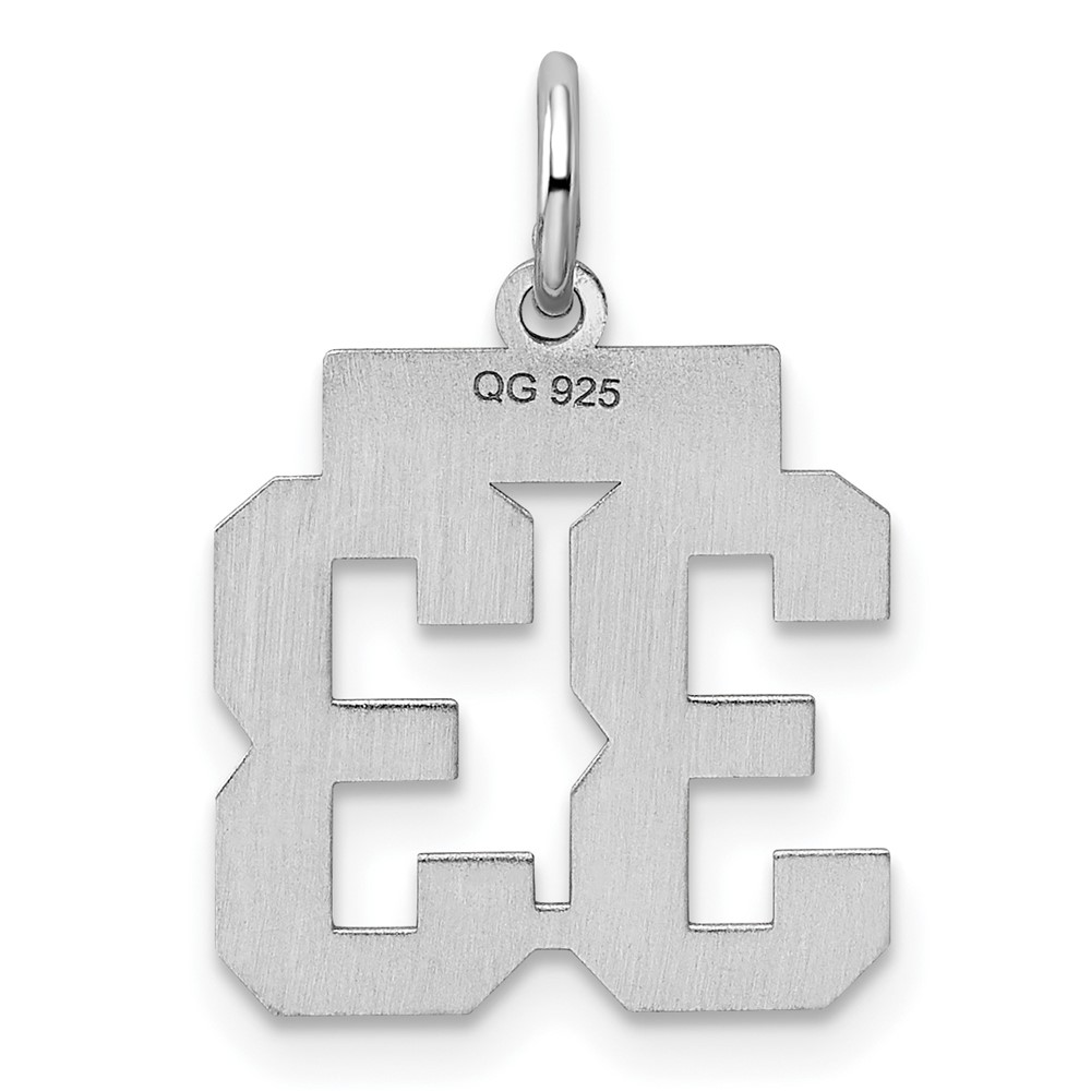 Sterling Silver/Rhodium-plated Polished Number 33 Charm (QSS33)