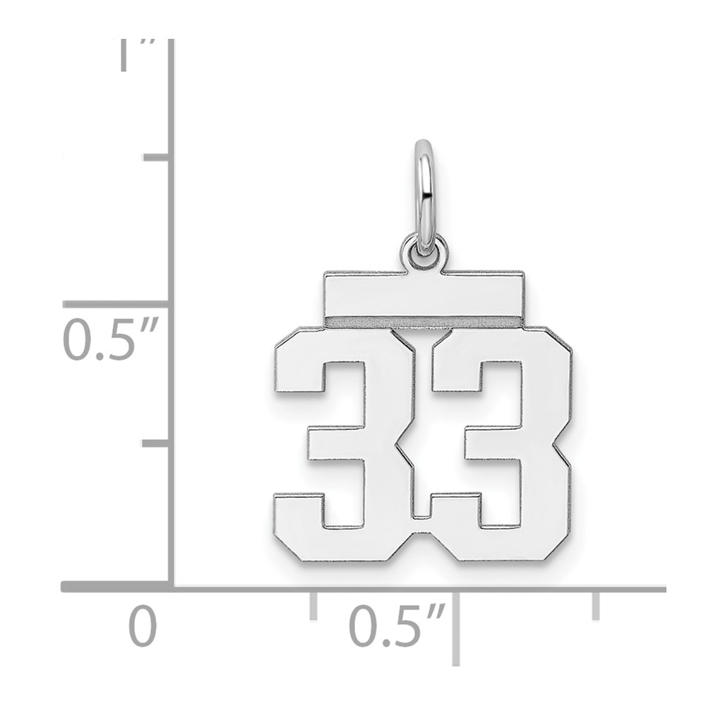 Sterling Silver/Rhodium-plated Polished Number 33 Charm (QSS33)