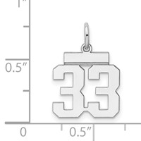 Sterling Silver Rhodium-plated Polished Number 33 Charm view 3