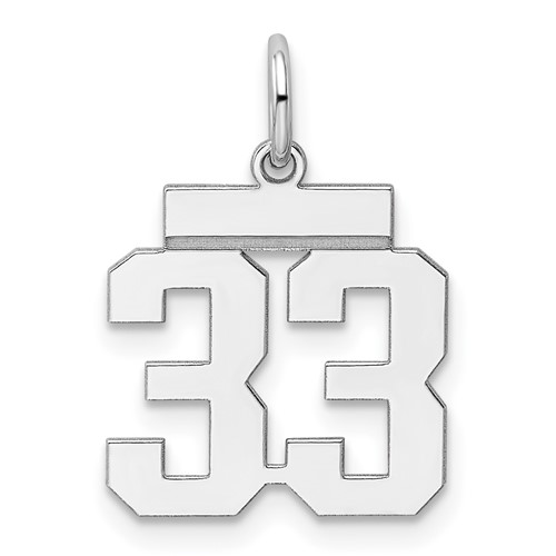 Sterling Silver/Rhodium-plated Polished Number 33 Charm