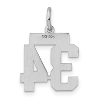 Sterling Silver Rhodium-plated Polished Number 34 Charm view 4