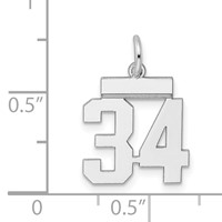 Sterling Silver Rhodium-plated Polished Number 34 Charm view 3