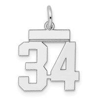 Sterling Silver Rhodium-plated Polished Number 34 Charm view 1