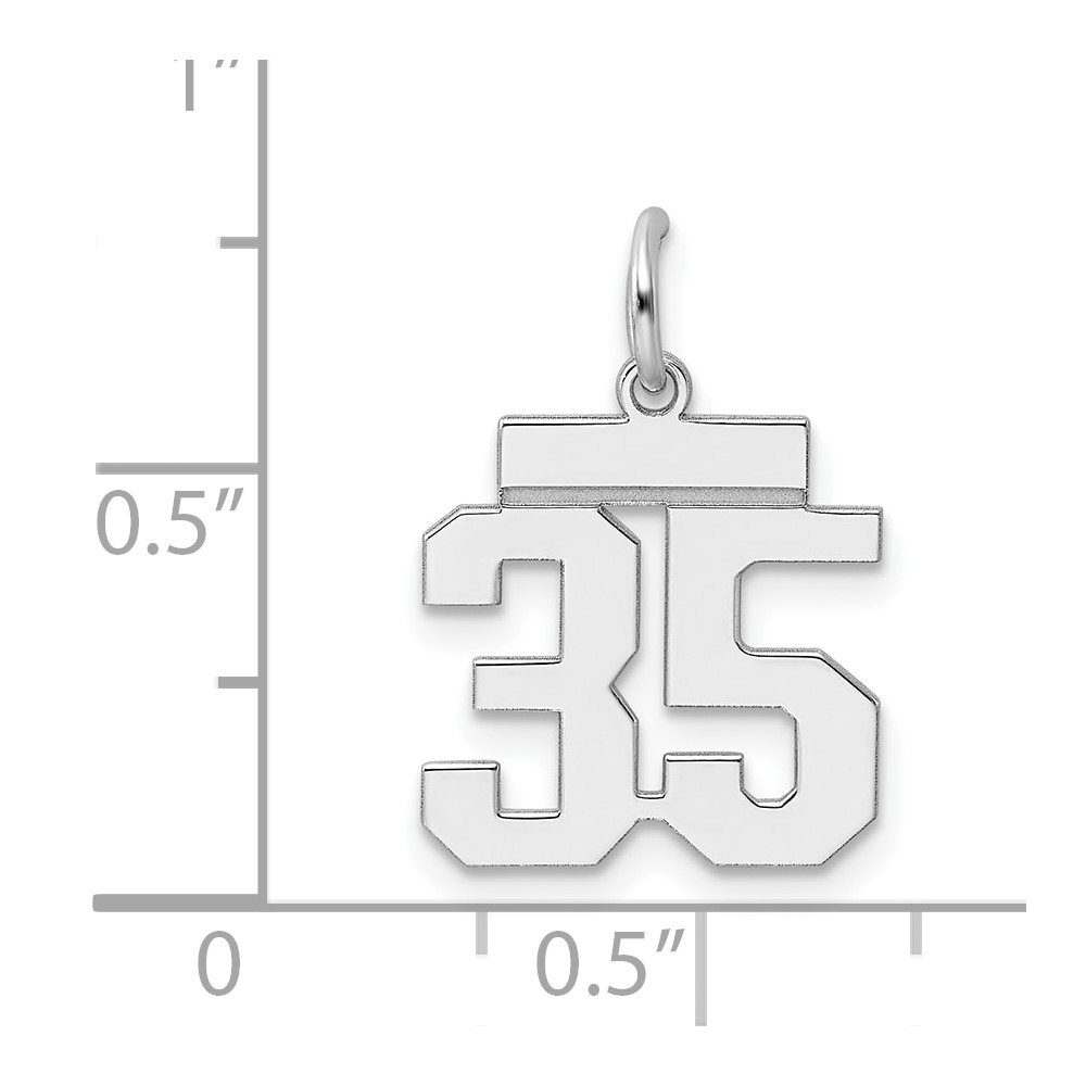 Sterling Silver/Rhodium-plated Polished Number 35 Charm (QSS35)
