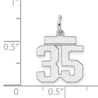 Sterling Silver Rhodium-plated Polished Number 35 Charm view 3