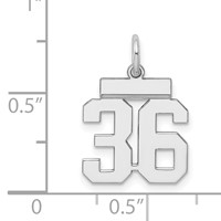 Sterling Silver Rhodium-plated Polished Number 36 Charm view 3