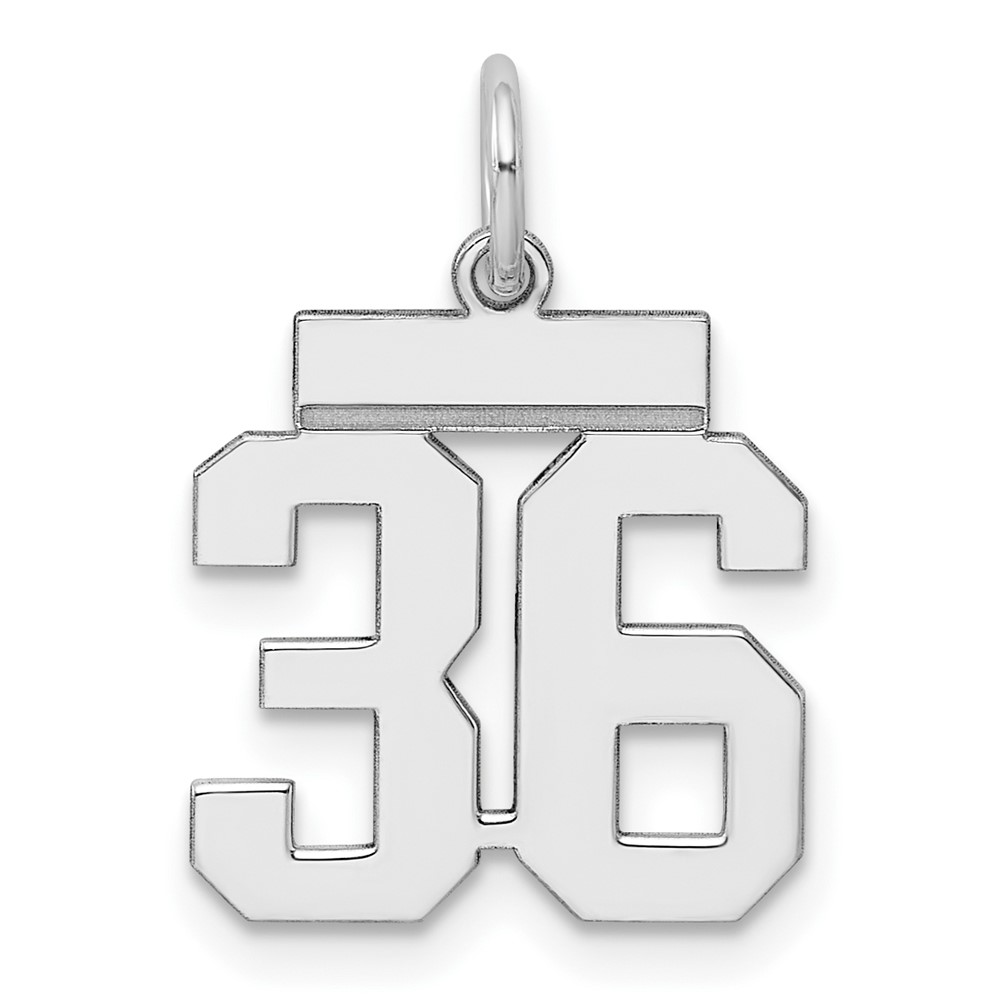 Sterling Silver Rhodium-plated Polished Number 36 Charm