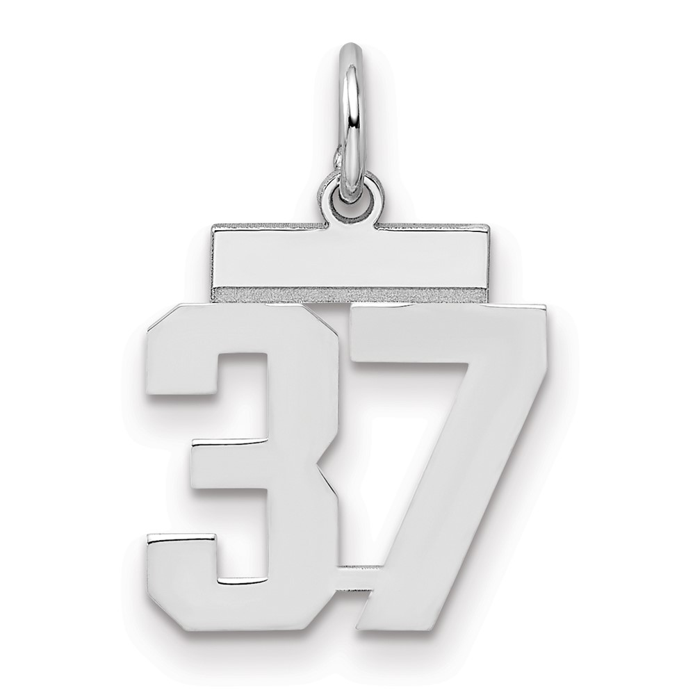 Sterling Silver Rhodium-plated Polished Number 37 Charm