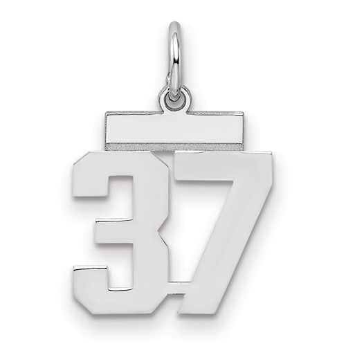 Sterling Silver Rhodium-plated Polished Number 37 Charm