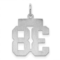 Sterling Silver Rhodium-plated Polished Number 38 Charm view 4