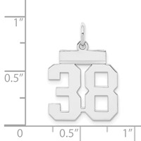 Sterling Silver Rhodium-plated Polished Number 38 Charm view 3