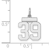 Sterling Silver Rhodium-plated Polished Number 39 Charm view 3