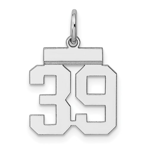 Sterling Silver Rhodium-plated Polished Number 39 Charm