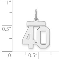 Sterling Silver Rhodium-plated Polished Number 40 Charm view 3