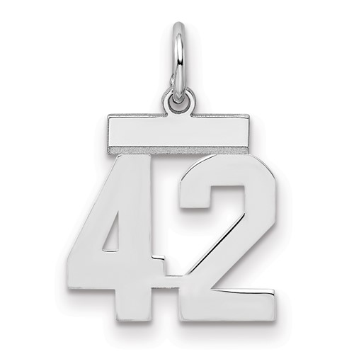Sterling Silver Rhodium-plated Polished Number 42 Charm