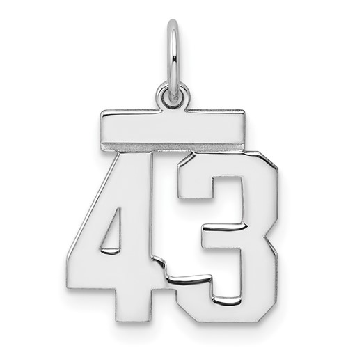 Sterling Silver Rhodium-plated Polished Number 43 Charm