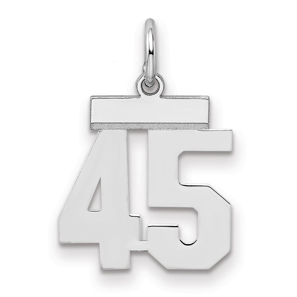 Sterling Silver Rhodium-plated Polished Number 45 Charm