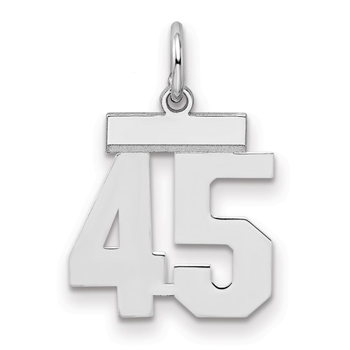 Sterling Silver Rhodium-plated Polished Number 45 Charm