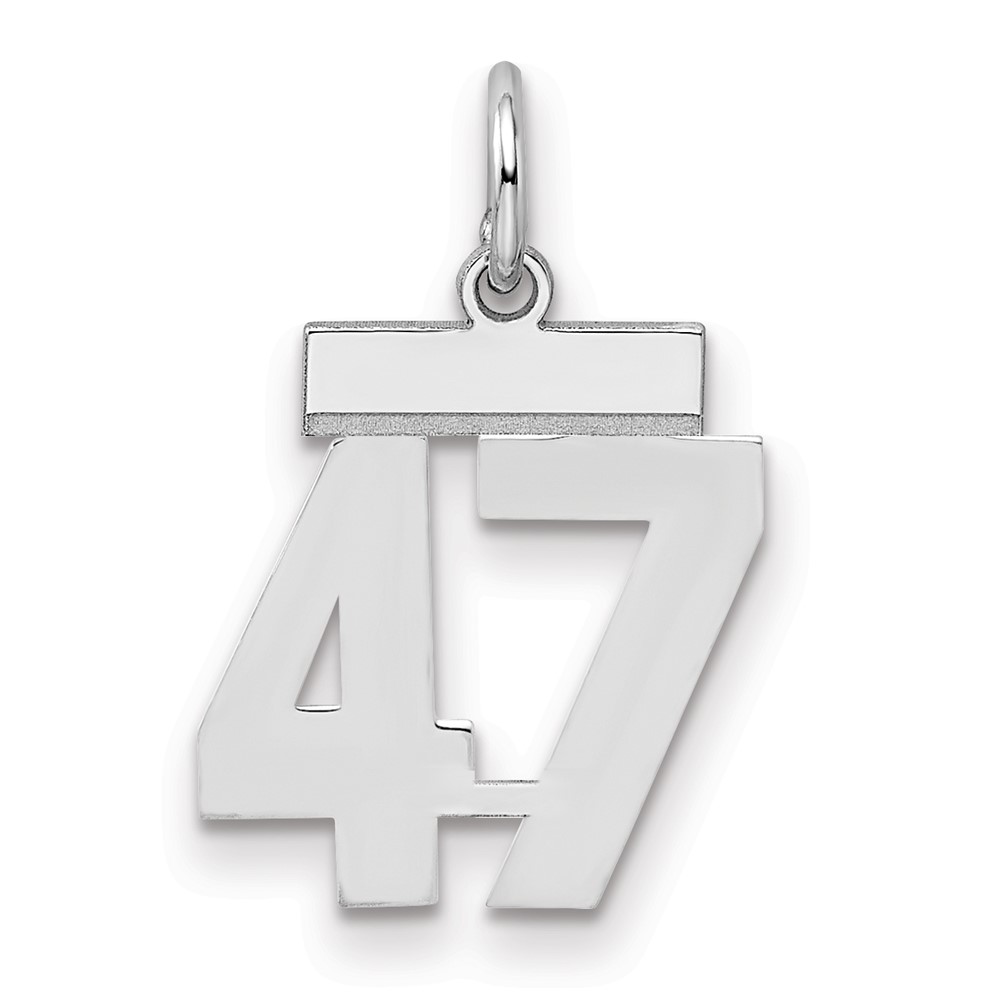 Sterling Silver Rhodium-plated Polished Number 47 Charm