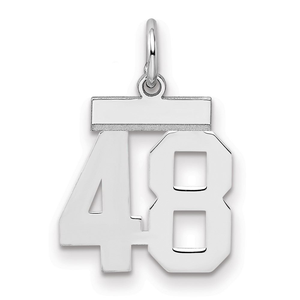 Sterling Silver Rhodium-plated Polished Number 48 Charm