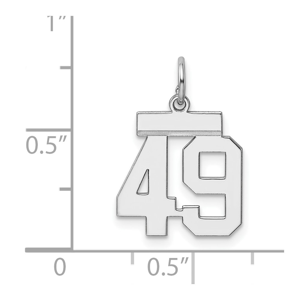 Sterling Silver/Rhodium-plated Polished Number 49 Charm (QSS49)