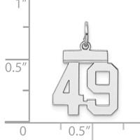 Sterling Silver Rhodium-plated Polished Number 49 Charm view 3