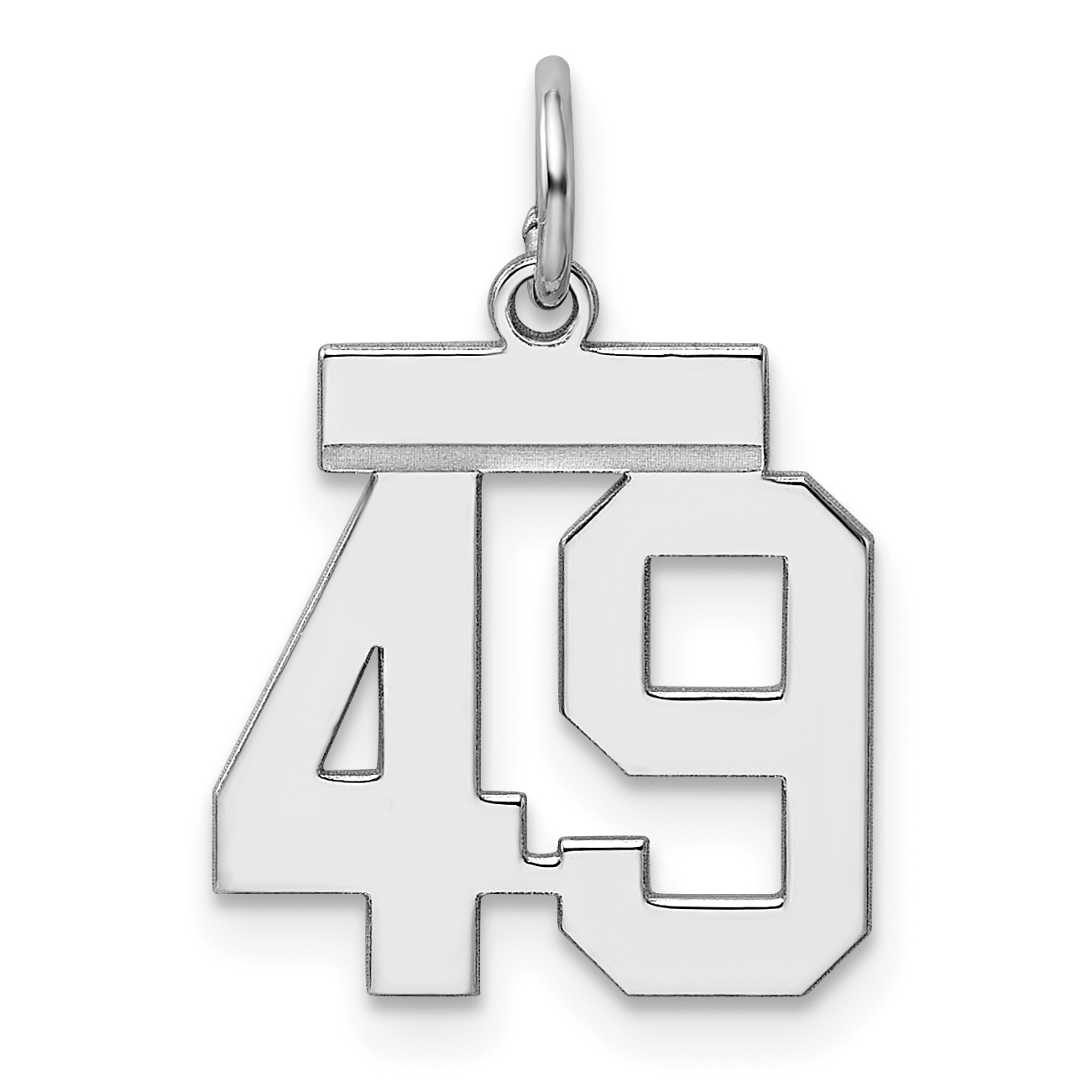 Sterling Silver/Rhodium-plated Polished Number 49 Charm (QSS49)