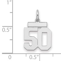 Sterling Silver Rhodium-plated Polished Number 50 Charm view 2